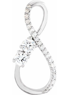 14K White Gold 1/5 CTW Natural Diamond Infinity-Inspired Pendant