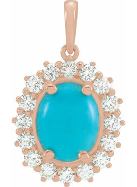 14K White Gold Natural Ethiopian Opal & 1/3 CTW Natural Diamond Halo-Style Pendant