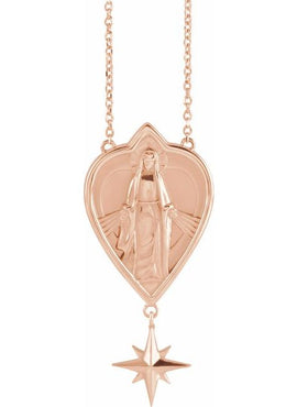 14K White Gold 23.8x15.7 mm Miraculous Mary 16