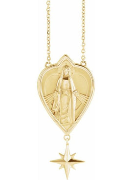 14K White Gold 23.8x15.7 mm Miraculous Mary 16