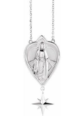 14K White Gold 23.8x15.7 mm Miraculous Mary 16