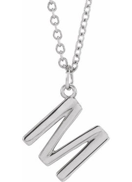 Nickel Plated Sterling Silver Initial M 16