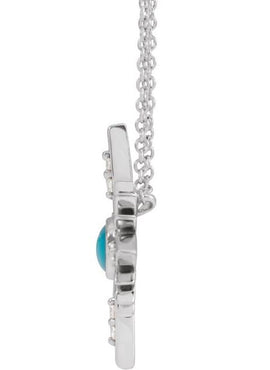 14K White Gold Natural Ethiopian Opal & .08 CTW Natural Diamond Pendant