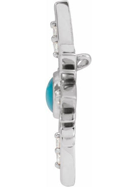 14K White Gold Natural Ethiopian Opal & .08 CTW Natural Diamond Pendant