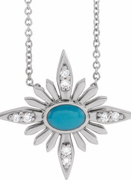 14K White Gold Natural Ethiopian Opal & .08 CTW Natural Diamond Pendant