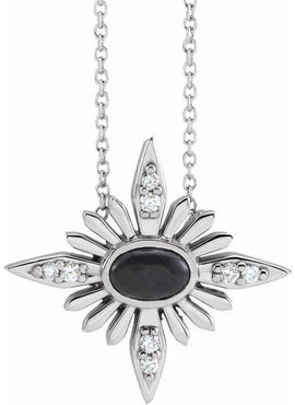 14K White Gold Natural Ethiopian Opal & .08 CTW Natural Diamond Pendant