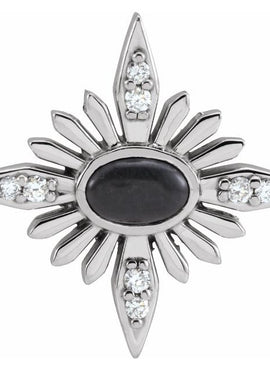 14K White Gold Natural Ethiopian Opal & .08 CTW Natural Diamond Pendant