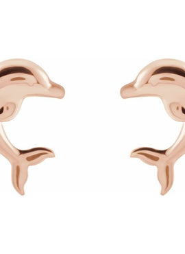 14K White Gold Dolphin Earrings