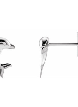 14K White Gold Dolphin Earrings