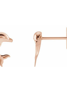 14K White Gold Dolphin Earrings