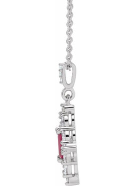 14K White Gold Natural Emerald & 1/3 CTW Natural Diamond Pendant