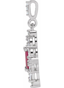 14K White Gold Natural Emerald & 1/3 CTW Natural Diamond Pendant