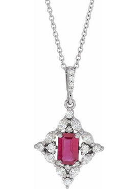 14K White Gold Natural Emerald & 1/3 CTW Natural Diamond Pendant