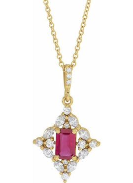 14K White Gold Natural Emerald & 1/3 CTW Natural Diamond Pendant