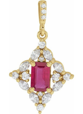 14K White Gold Natural Emerald & 1/3 CTW Natural Diamond Pendant