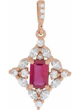 14K White Gold Natural Emerald & 1/3 CTW Natural Diamond Pendant