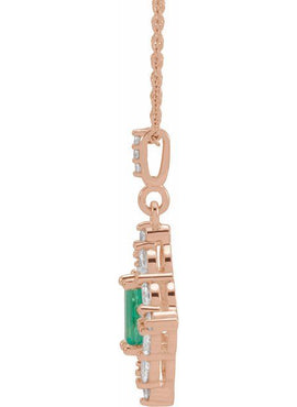 14K White Gold Natural Emerald & 1/3 CTW Natural Diamond Pendant