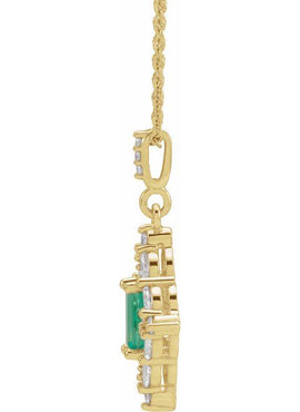 14K White Gold Natural Emerald & 1/3 CTW Natural Diamond Pendant