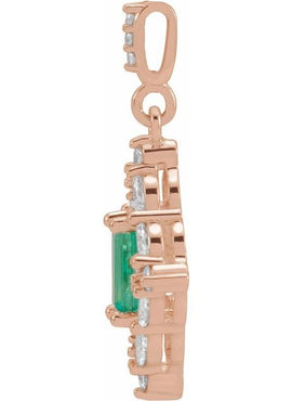 14K White Gold Natural Emerald & 1/3 CTW Natural Diamond Pendant