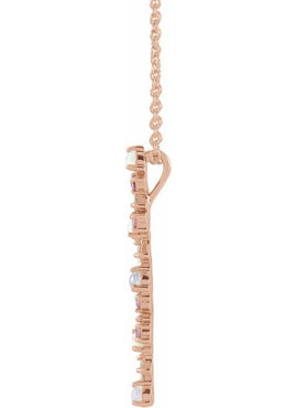 14K Rose Gold  Natural Honey Topaz. Natural Turquoise & 1/8 CTW Natural Diamond Scattered Bar Pendant