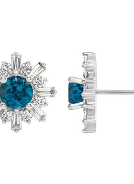 14K White Gold Natural Green Tourmaline & 3/4 CTW Natural Diamond Earrings