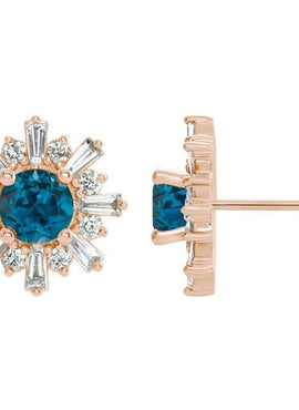 14K White Gold Natural Green Tourmaline & 3/4 CTW Natural Diamond Earrings