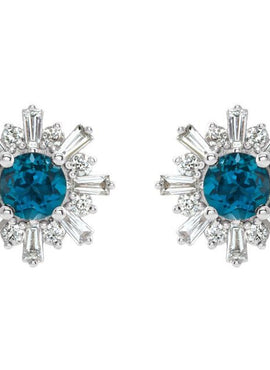 14K White Gold Natural Green Tourmaline & 3/4 CTW Natural Diamond Earrings