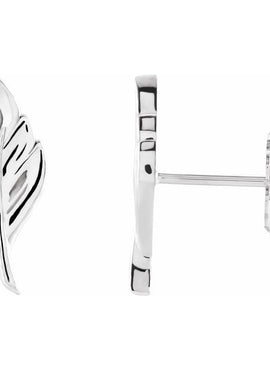 14K White Gold Leaf Earrings