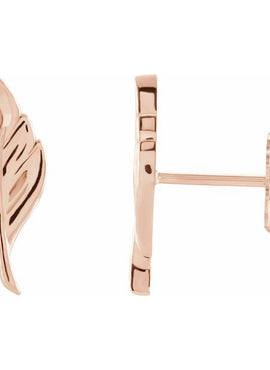 14K White Gold Leaf Earrings
