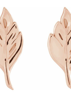 14K White Gold Leaf Earrings