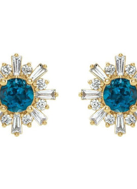 14K White Gold Natural Green Tourmaline & 3/4 CTW Natural Diamond Earrings
