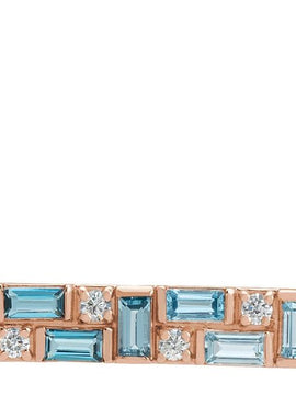 14K White Gold Natural Blue Multi-Gemstone & 1/8 CTW Natural Diamond Bar 16