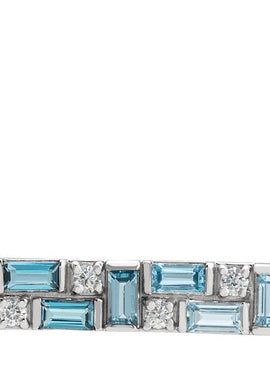 14K White Gold Natural Blue Multi-Gemstone & 1/8 CTW Natural Diamond Bar 16