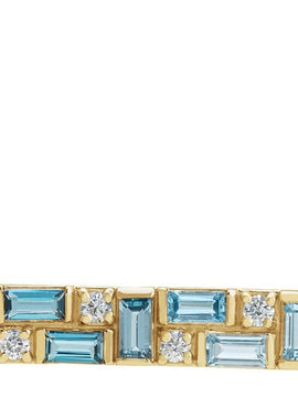 14K White Gold Natural Blue Multi-Gemstone & 1/8 CTW Natural Diamond Bar 16