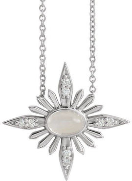 14K White Gold Natural Ethiopian Opal & .08 CTW Natural Diamond Pendant