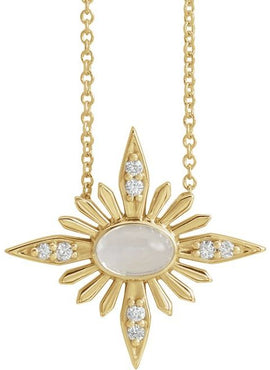 14K White Gold Natural Ethiopian Opal & .08 CTW Natural Diamond Pendant
