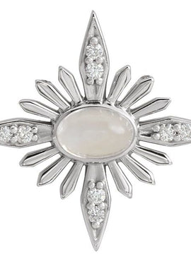 14K White Gold Natural Ethiopian Opal & .08 CTW Natural Diamond Pendant