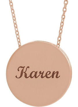 14K White Gold Engravable Disc Pendant
