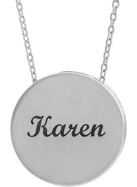 14K White Gold Engravable Disc Pendant