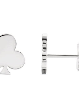 14K White Gold Club Earrings