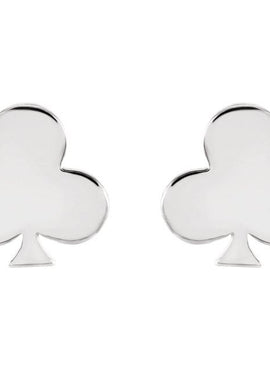 14K White Gold Club Earrings