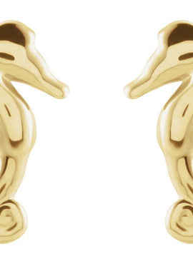 14K White Gold Seahorse Earrings