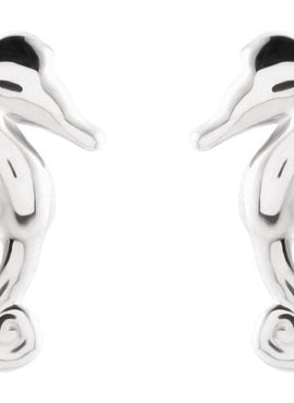 14K White Gold Seahorse Earrings