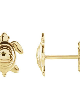 14K White Gold Sea Turtle Earrings