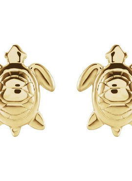 14K White Gold Sea Turtle Earrings
