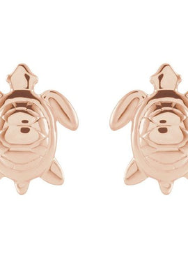 14K White Gold Sea Turtle Earrings