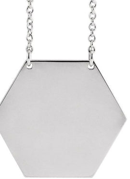 14K White Gold 14 mm Engravable Hexagon 16