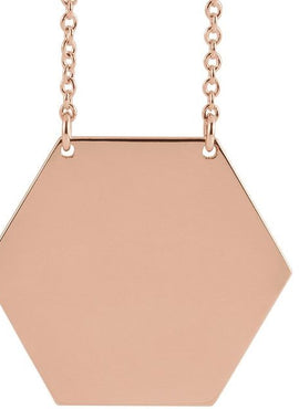 14K White Gold 14 mm Engravable Hexagon 16