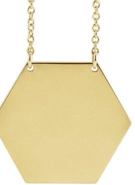 14K White Gold 14 mm Engravable Hexagon 16