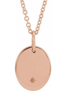 14K Rose Gold Engravable Oval 16-18